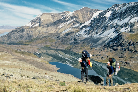 Moving base camp to 4950m, Apolobamba, Bolivia.Michael Whlin (left) & Olof Dallner (right).