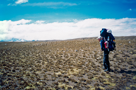 Michael Wåhlin on the walk in to base camp, Apolobamba, Bolivia.