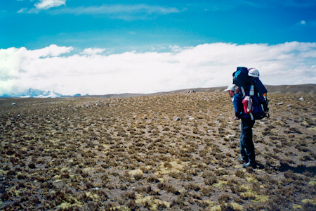 Michael Whlin on the walk in to base camp, Apolobamba, Bolivia.