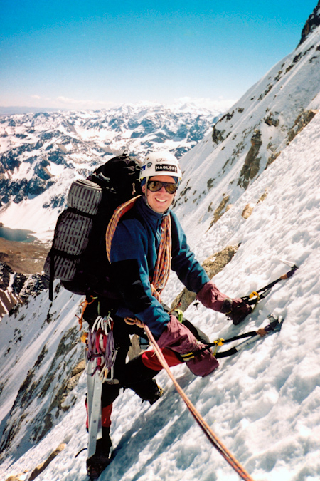 Michael Whlin on the West Face of Huayna Potosi, Bolivia.