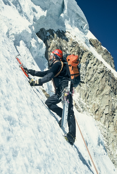 Olof Dallner high up on the West Face.